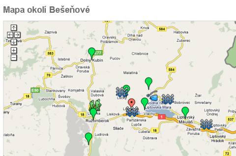 Mapa okolí Bešeňové