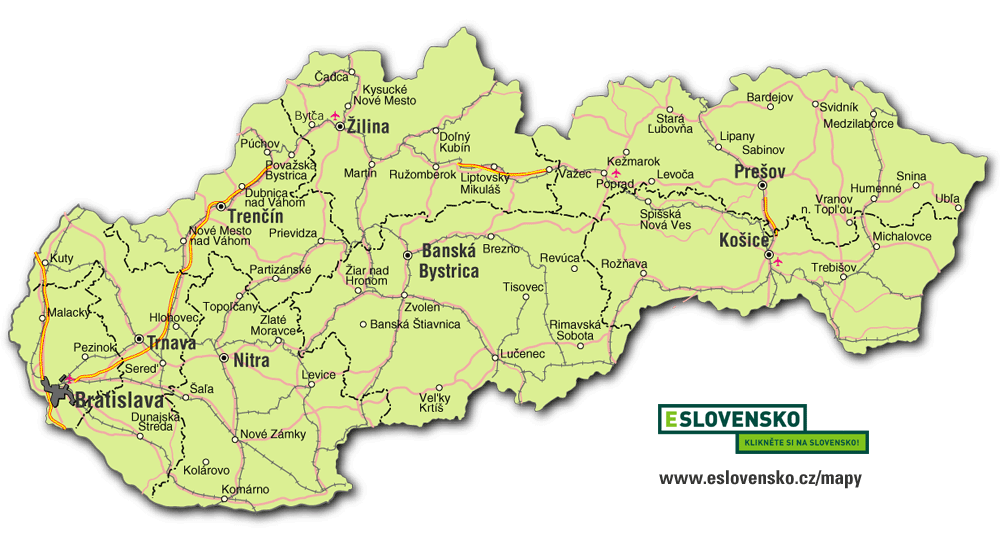 Mapa V chodn ho Slovenska Mapa Mapa V chodn ho Slovenska Mapa