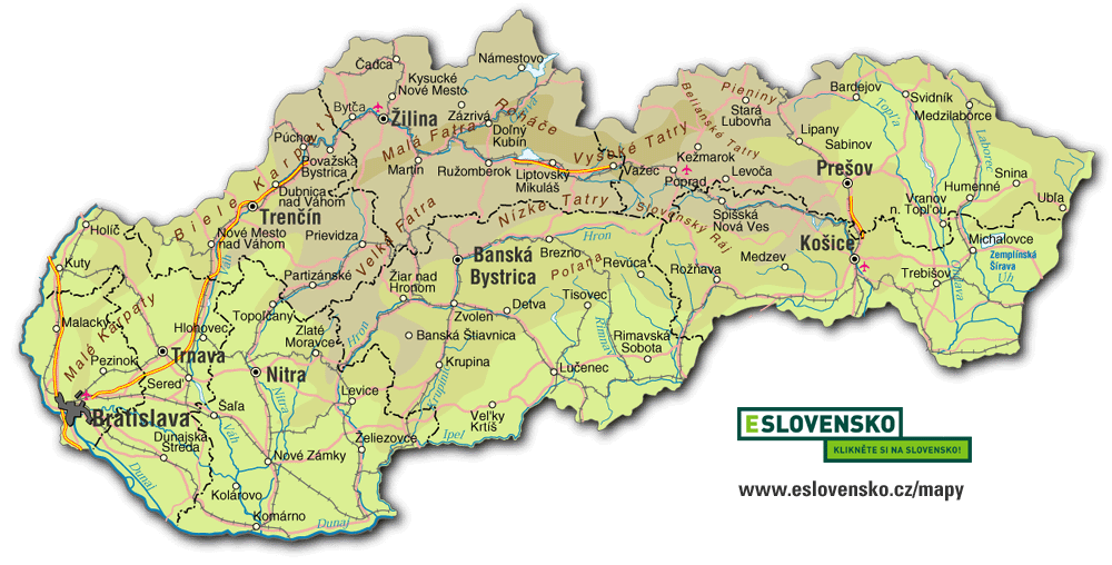mapa východního slovenska Mapy Slovenska mapa východního slovenska